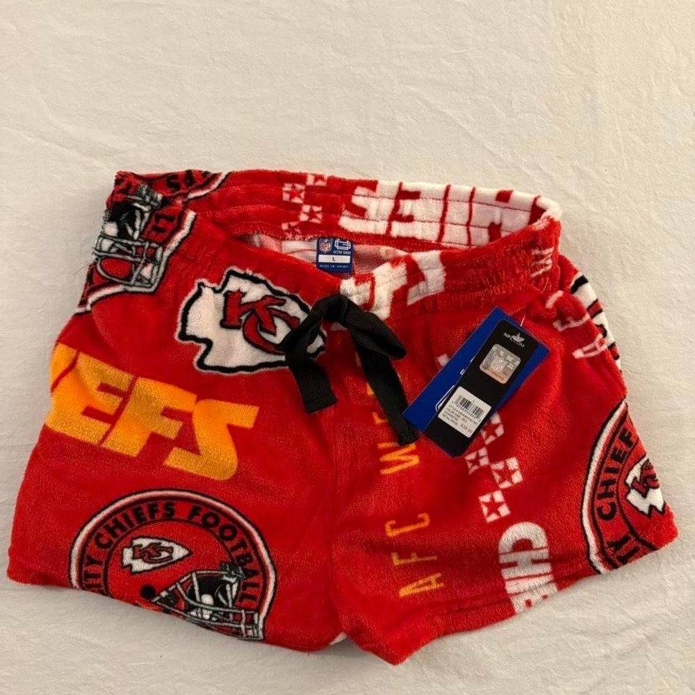 NFL Ultra‎ Game Kansas City Chiefs Red Plush Fleece Lounge Shorts QSLK461FKC-RO